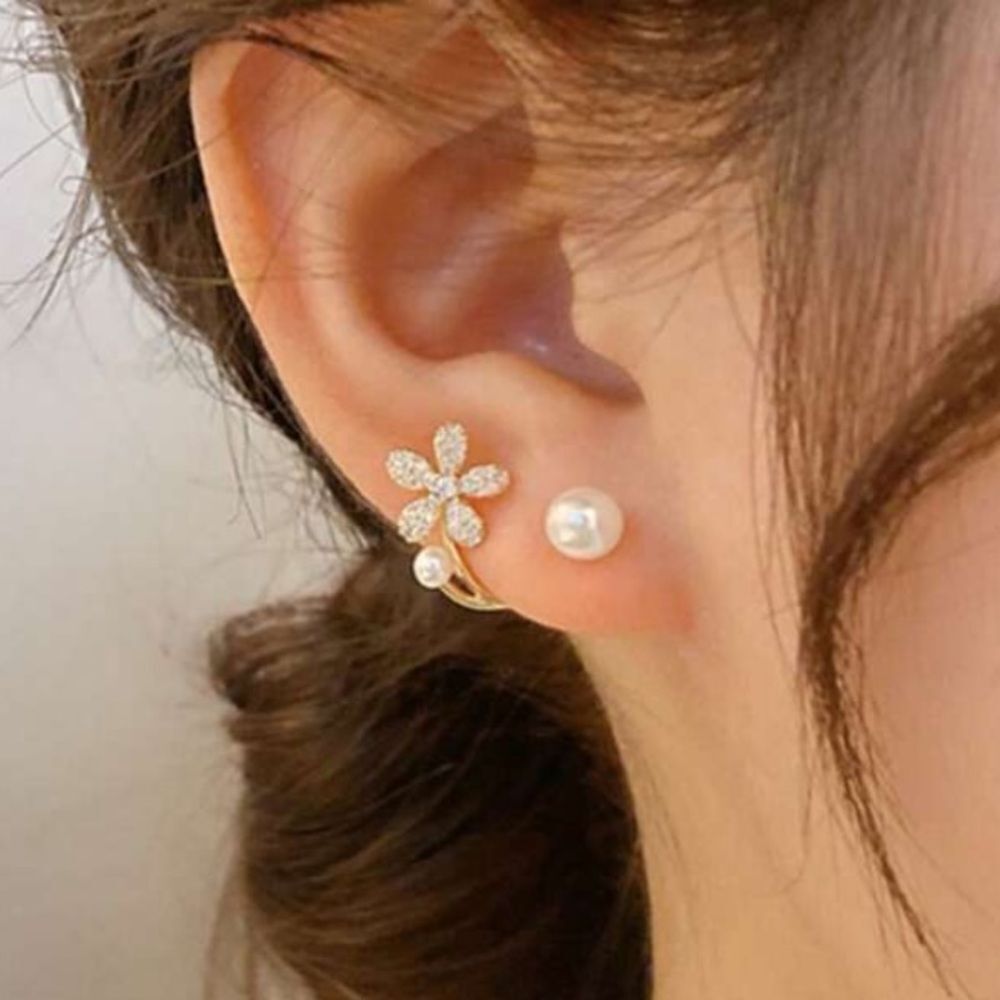3for$20 1 Pair Elegant Floral Pearl Stud Earrings For Women,Stylish Flower